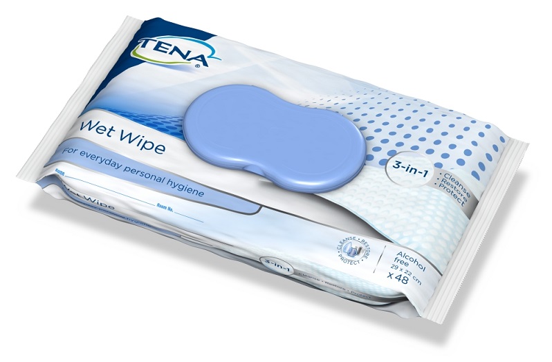 TENA Wet Wipe vlhčené utěrky s formulí 3v1 48 ks | Dentimedshop.cz TENA Wet Wipe vlhčené utěrky s formulí 3v1 48 ks